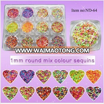 ND-64 Mixed Nail Art Decoration 1mm Round Ultrathin Sequins