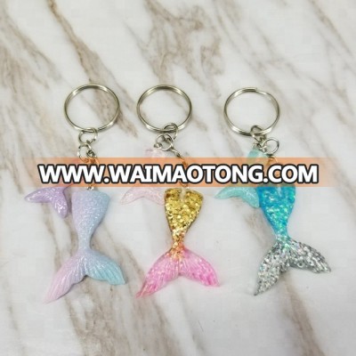 Mermaid Tail Kids Keychain Sequins Keyring Decorative Pendants for Women Bags Car Key Phone Accessories Wedding Party Mom Gifts