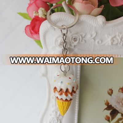 95MM cheap promotion plastic coloured decorative cute ice cream metal key chain rings bulk