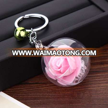 Cheap promotional cute rose keychain, hot-sale plastic keychain for wholesale